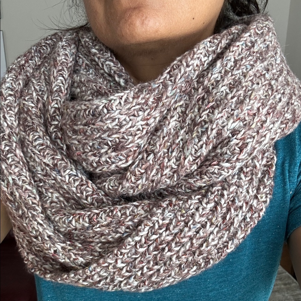Cozy Knit Infinity Scarf - Brown Mix